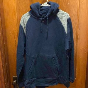 Men’s Navy w Gray accents Hooded Hoodie Sweatshirt, EUC
